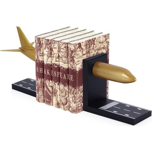 Zekupp Boeing 737 Golden yellow Aircraft Pattern Book End 2 Piece Book Support