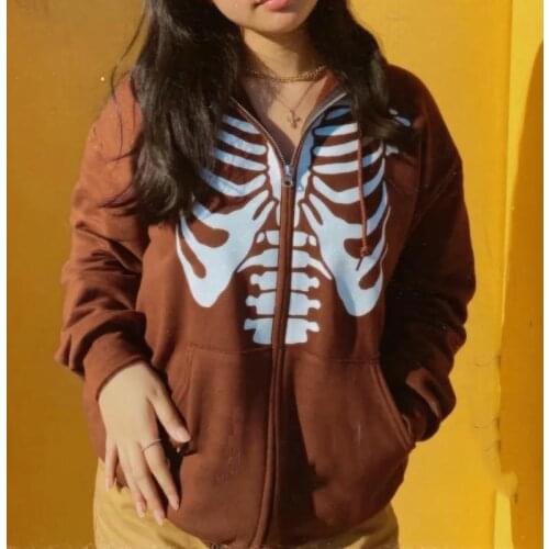 Womens Hoodies E-girl Autumn Winter Coat Jacket Women Long Sleeve Zip Up Sweatshirts Gothic Retro Harajuku Streetwear Y2k