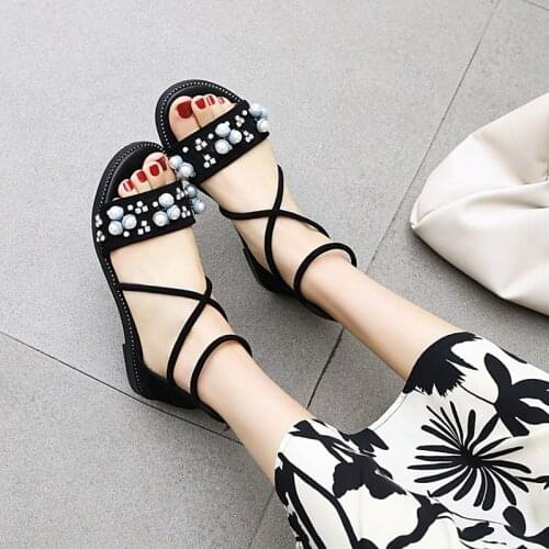 BLXQPYT Sweet Sandalias Mujer 2021 Summer Sandals Women Flat Gladiator Beach Zip Open Toe Shoes Small and Big Size 31-43 2168