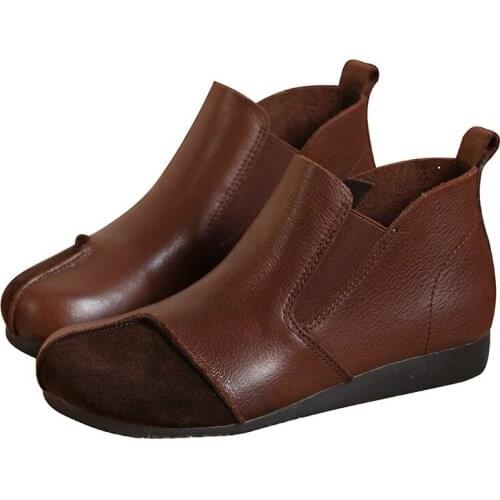 Genuine Leather Shoes Woman Spring Ladies Elastic band Flat shoes Round Toe Casual Office & Career shoes for women 2020 Black