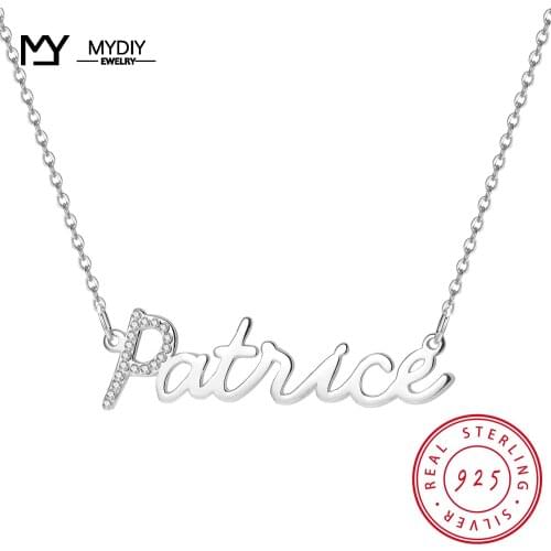 925 Silver Custom Hand Writting Name Necklace Shiny Full Zircon Pendant Necklaces Women Personalized Jewelry For Women MYDIY