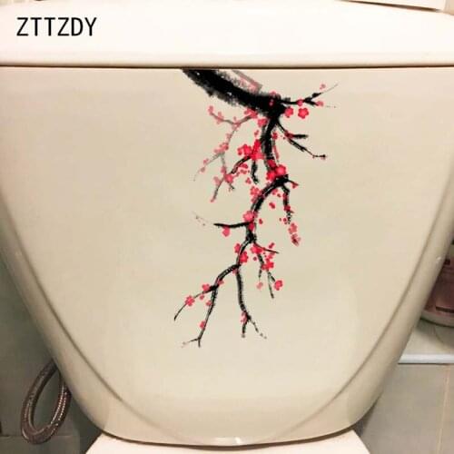 ZTTZDY 22.7*13.6CM Hand-Painted Plum Classic Home Wall Decal Toilet Sticker Decor T2-0343
