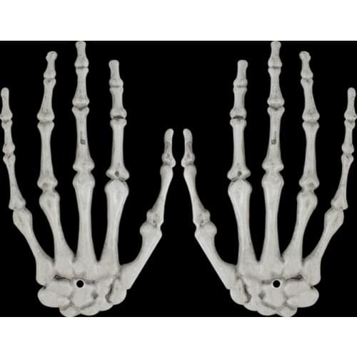 1 Pairs Halloween Skeleton Hands Realistic Life Fake Human Hand Bone Ghost Haunted House Secret Room Bar Decorations Scary Props