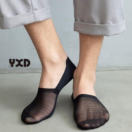 10 Pairs/Mens Socks Japanese Black Mesh Ice Silk Boat Socks Gift For Man Comfort Breathable Invisible Transparent Ankle Socks