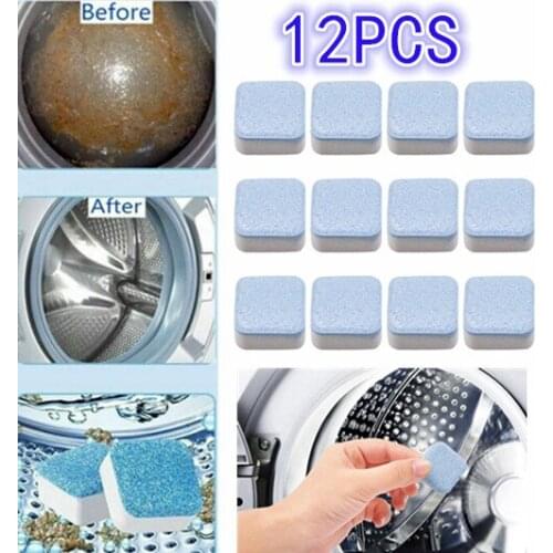 12pcs Tab Washing Machine Cleaner Washer Cleaning Detergent Effervescent Tablet Washer Cleaner Deep Descale Cleaning Tools