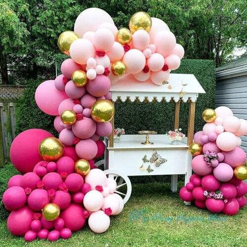 176pcs Macaron Balloons Arch Bright Baby Pink Ballon Garland Gold Metal Purple Wedding Party Decor Baby Shower Cherry Ball