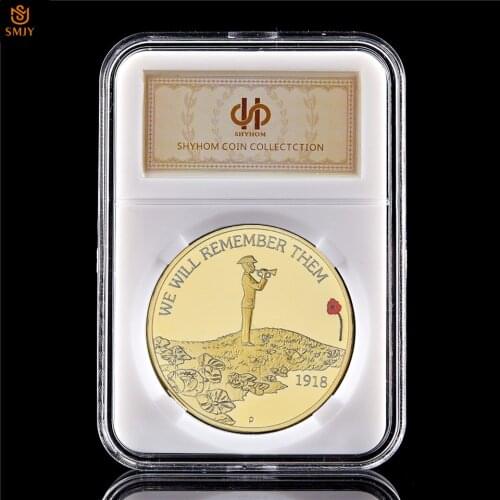 1918 WW I Decorative Token Coin Elizabeth II We Will Remember Them European Celebrity Commemorative Coin Collection W/PCCB