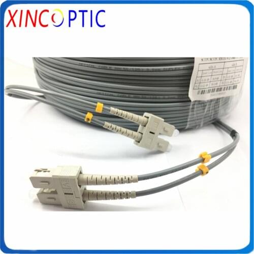2Core Duplex 100M Multimode MM 50/125 OM2 Gray PVC 3.0mm SCUPC-SC/FC/LC/STUPC Armored Flat Twin Fiber Optic Patch Cord Cable