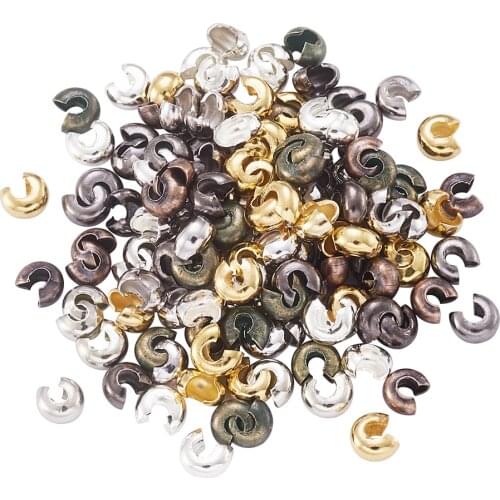 500pcs/lot 3mm 4mm 5mm Open Crimp Beads Covers Knot Beads End Tips Mixed Color Stopper End Beads For Jewelry Making