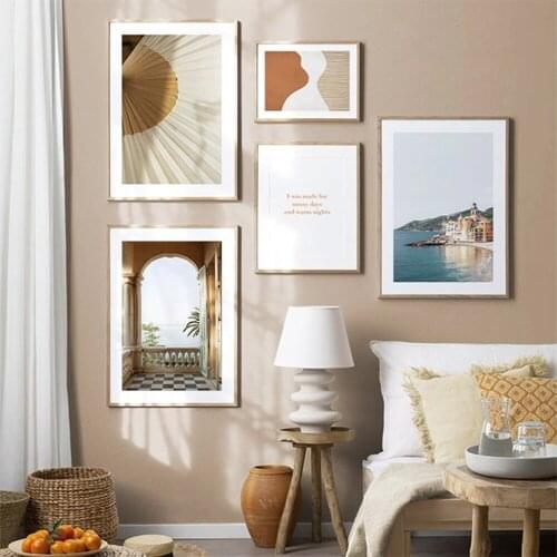 Modern Landscape Abstract Posters Simple Letter Poster Wall Art Nordic Sun Canvas Painting Wall Pictures for Living Room Decor