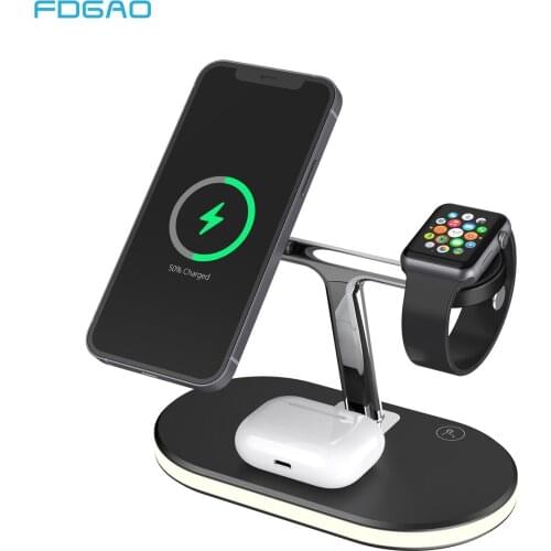 3 in 1 Magnetic Wireless Charger 15W Fast Charging Station for Magsafe iPhone 12 Pro Max Chargers for Apple Watch Airpods Pro