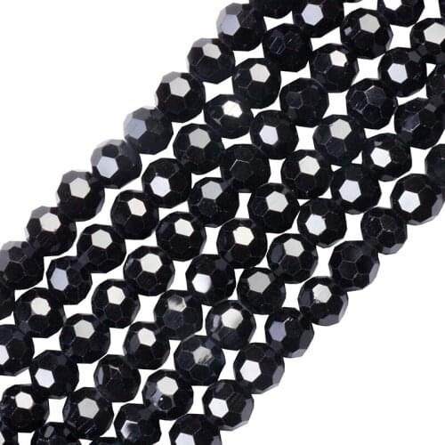 4 6 8MM Black Football Austria Faceted Crystal Glass Beads Loose Spacer Round Beads for Jewelry Making