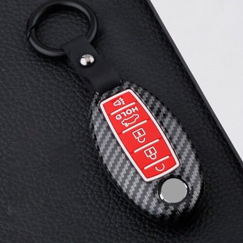 Carbon Fiber+Silicone Car key Cover Case For Nissan Altima Maxima Murano L518 Versa Leaf Juke Note Tiida Patrol Y62 Accessories