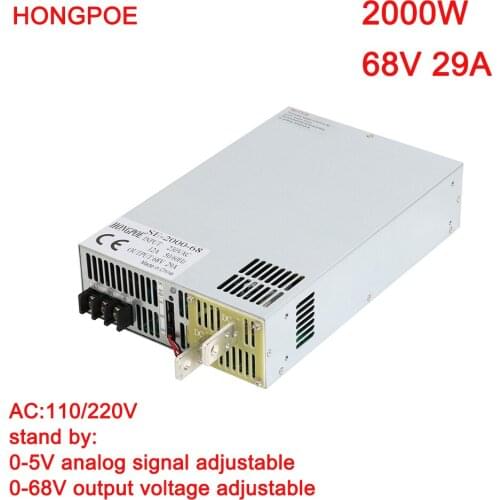 68V Power Supply 0-5V Analog Signal Control 0-68v Adjustable Power Supply 220V AC to DC 68VDC Transformer LED Driver 2000w