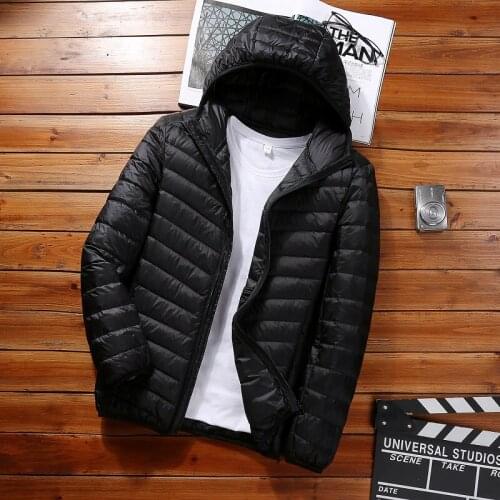 Men 2021 New Autumn Winter White Duck Down Jacket Mens Fashion Hooded Short Ultra-thin Lightweight Slim Coat Down Jackets O350