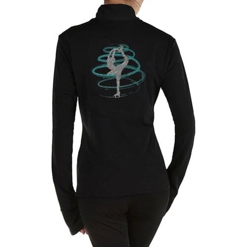 Figure Skating Jackets Girls Children Black Skiing Roller ice skating shirts for Skating training Practise wear