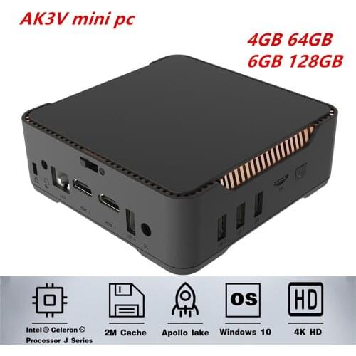 2020 New AK3V Windows 10Pro mini pc 2.4G+5G wifi 1000M LAN bluetooth intel Apollo Lake Celeron J3455 VGA 4K HD Meida player