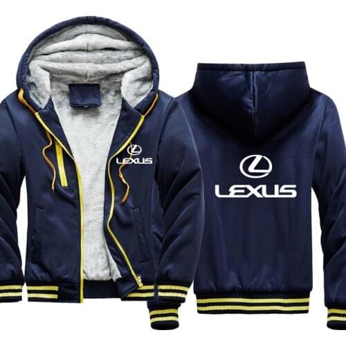 Fashion winter velvet thickening Lexus Car Logo Print cotton Solid color Mens Hoodie Sweatshirt