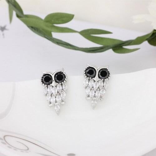 Trendy Rhinestone Small Cute Stud Earring For Women 2020 Silver Plated Luxury Cherry Owl Ear Ring Vintage Jewelry Gift Wholesale