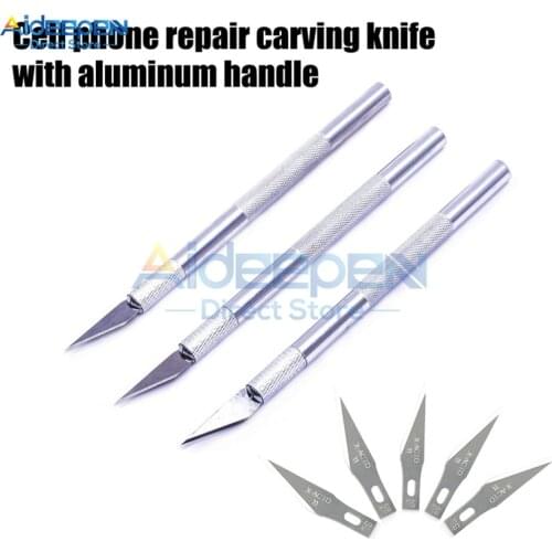 Non-Slip Metal Scalpel Knife Tools Kit #3-#17 Cutter Engraving Craft Knives Blades For Mobile Phone Laptop PCB Repair Hand Tools