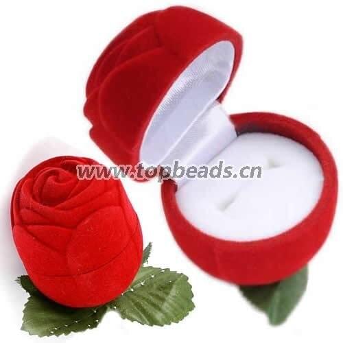 New Velveteen Jewelry Gift Box, for finger ring Jewelry box, Fashion Wholesales rose gift box, 50pcs/lot