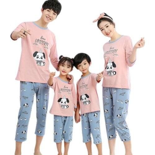 Boys Clothes Cartoon Sleepwear Baby Girls Clothes Family Look Pajamas Pyjama Kids Half Sleeve Pajamas Nightwear Boy Girl Clothes