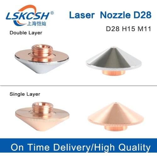 LSKCSH SIngle/double layer nozzle Dia 28mm Caliber 0.8-5.0mm For Co2/Fiber Laser Cutting Head Machines
