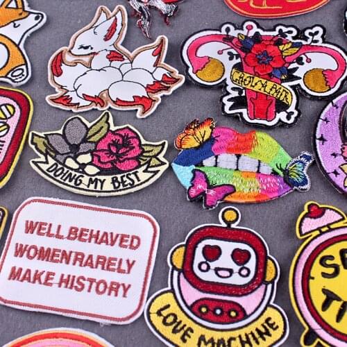 Letter Patch Embroidered Patches For Clothing Jacket Diy Animal Embroiderey Patch Iron On Patches On Clothes Sewing Stripe Badge