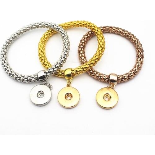 Fit 18mm DIY snap button pendant accessories Women Jewelry mix Adjustable Chain bracelet alloy with Open type bracelet snap