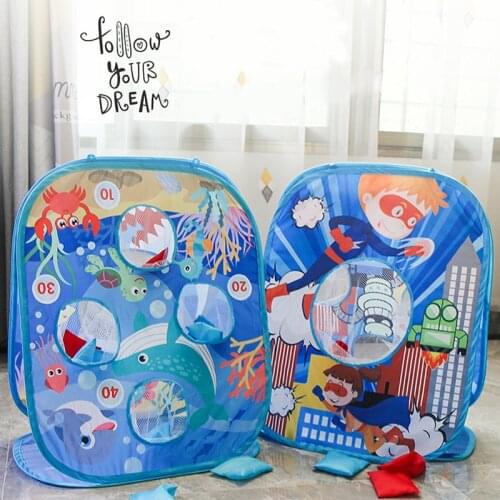 Portable Auto Bounce Sandbag Game Flags Throwing Hanging Outdoor&Indoor Sandbag Game Throwing Game Kids Gifts Birthday Party