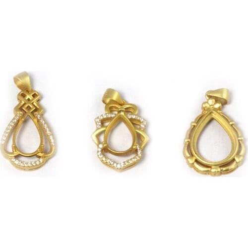 Beadsnice Gold Plated Earring Pendants Necklace Drop Zircon Gem Silver 4 Claws For DIY Jewelry Making ID 41090