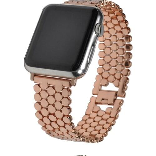 BEAFIRY for Apple Watch Band 38mm 42mm Fish-scale pattern Stainless Steel Watchband Wristwatches Strap Classic Black Silver Gold