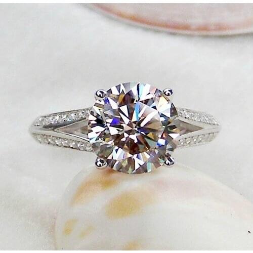 Romantic Genuine White Gold 18K Fine Jewelry 3Ct Round Cut Diamond Female Marriage Ring Excellent Birthday Gift