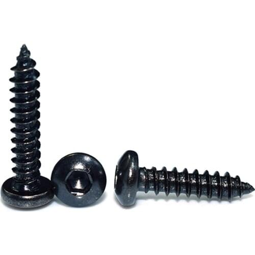 10pcs M2 Allen semicircular head self-tapping bolt round heads hex sharp tail bolts Black nickel plated 6mm-15mm length