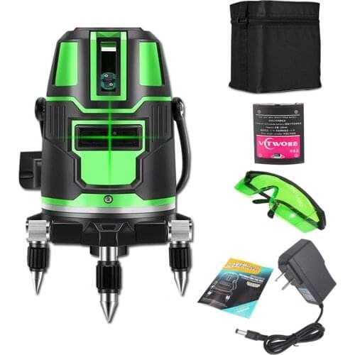Green Cross Lines Laser Level Self-Leveling 360 Rotatable with Battery Indoor Outdoor Alternating Direct Horizontal Vertical