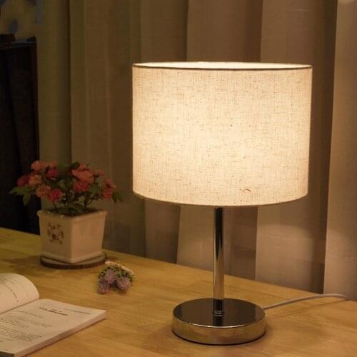 Nordic Linen Desk Lamp Simple Bedroom Bedside Desk Study Desk Lamp Classic Linen Chromium Plating Led Lamp Table AC85v-240v