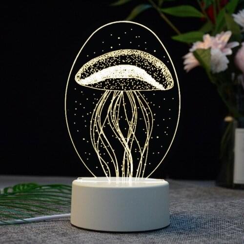 3D LED Night Light Buddha statue Guitar Jellyfish moon Lamp Acrylic Table Lamp Baby Kids room Night Light Creative Gift for Home