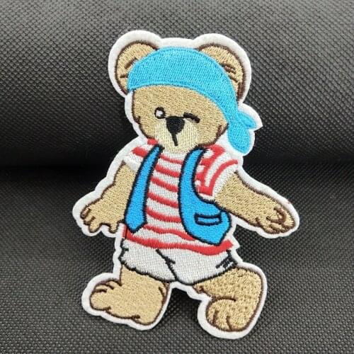 Fabric Bear Sticker Cute Cartoon Scarf Bear Iron on Patch Kids Schoolbag Jacket Pant Clothing Appliques DIY Accessory
