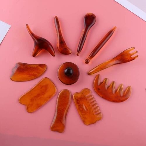 Back Arm Body Care Massage Tool Resin Beeswax Amber Guasha Scraper Face Neck Therapy Antistress Massage Board