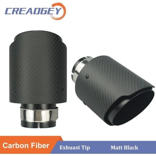 Universal Matte Black Stainless Steel Muffler Exhaust Pipe Modified Decorative 3k Carbon Fiber Tail Tips for Ak Car Styling