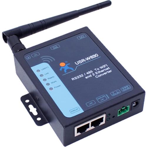 USR-W630 Industrial Serial to WIFI and Ethernet Converter Supports 2 Ethernet Ports, Modbus RTU