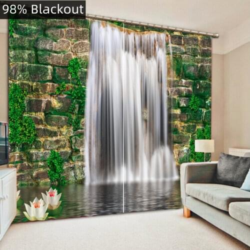 Custom High quality Waterfall landscape Curtains 3D Photo Blackout 3D Curtain For Living Room Bedroom Kids room Drapes