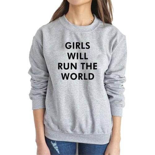 ZBBRDD Girls Will Run The World 100% Cotton Pullover Long Sleeve Top Shirts Cotton Casual Women Sweatshirt for Female Drop Ship