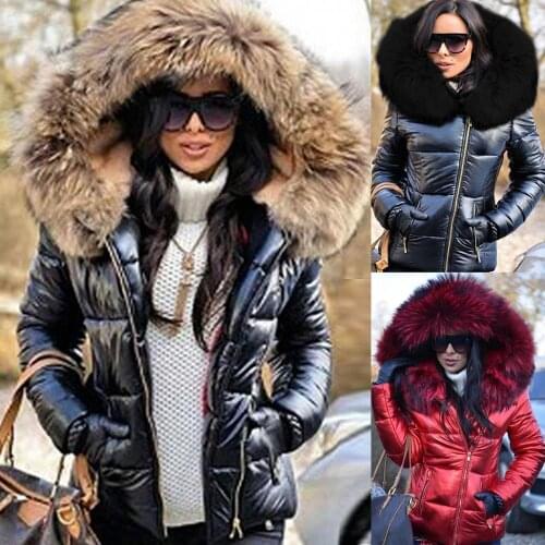 Women Jackets Coat women 2021 Autumn Winter Faux Fur Hood Zipper Warm Down Coat Outdoor Parka Outerwear Jackets Loose Outerwear