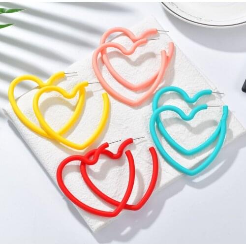 MESTILO 2019 Candy Color Big Heart Drop Earrings For Women Acetate Resin Acrylic Earring Statement ZA Jewelry Party Pendientes