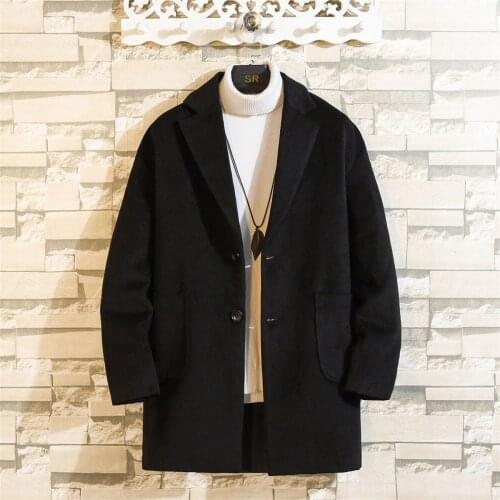 Winter Fashion Medium Long Overcoat Jacket Men Wool Blend Windbreaker Man Hot Sale Outerwear Smart Charging Warm Woolen Coat