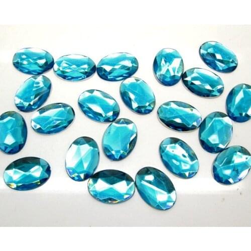100Pcs Blue Acrylic Oval Decoration Crafts Flatback Cabochon Scrapbooking Embellishments Beads Diy Accessories