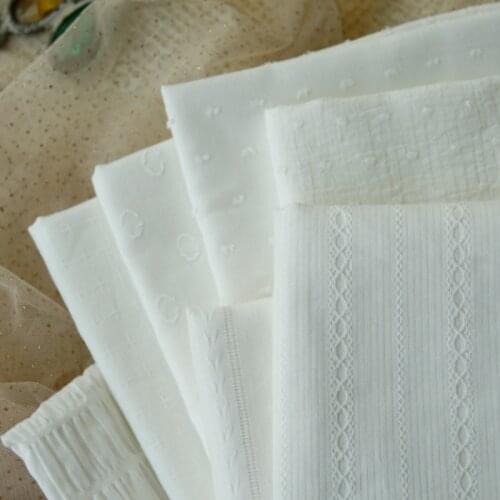 140x50cm Thin Transparent White Cut Flower Jacquard Pure Cotton Fabric, Making Doll Clothes Dress Clothing Cloth