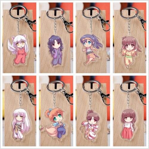 20 pcs/lot Inuyasha Acrylic Keychain Toy Figure Sesshoumaru Higurashi Kagome Bag Pendant Key Ring Gifts