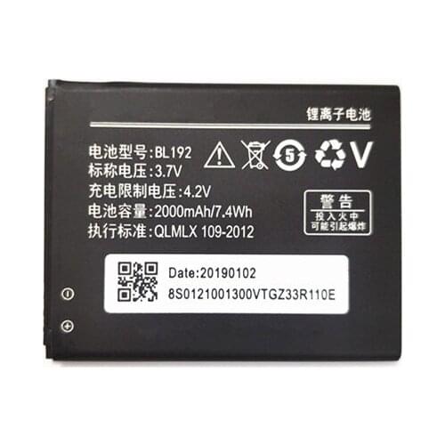 2019 Lithium 3.7V 2000Mah BL192 BL-192 Phone Battery BL 192 For Lenovo A750 A529 A560 A680 A590 A328 A300 Lithium Battery